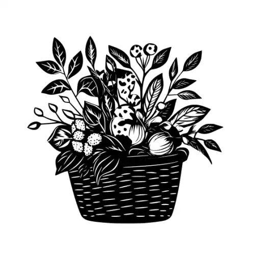 Autumn Basket Silhouette SVG Design | SVG Files for Cricut & Print