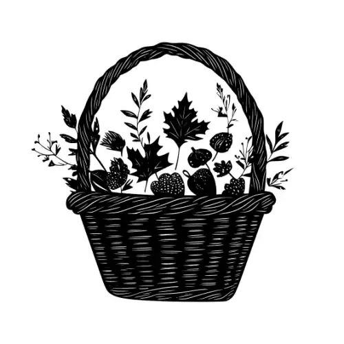 Autumn Basket Silhouette SVG Design | SVG Files for Cricut & Print