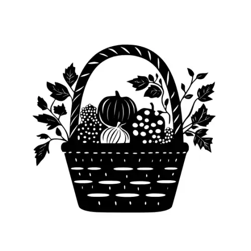 Autumn Basket Silhouette SVG Design | SVG Files for Cricut & Print