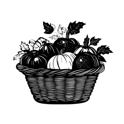 Autumn Basket Silhouette SVG Design | SVG Files for Cricut & Print