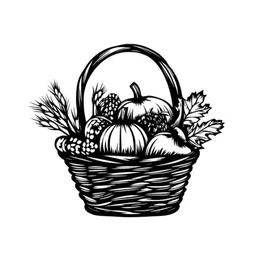 Autumn Basket Silhouette SVG Design | SVG Files for Cricut & Print