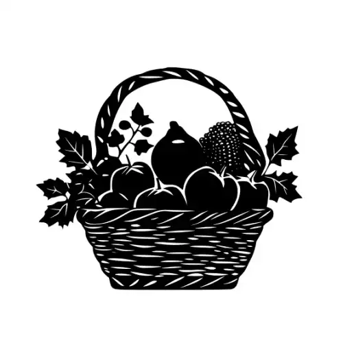 Autumn Basket Silhouette SVG Design | SVG Files for Cricut & Print