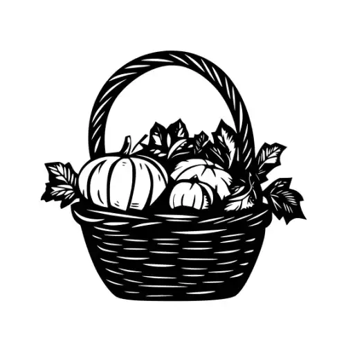 Autumn Basket Silhouette SVG Design | SVG Files for Cricut & Print