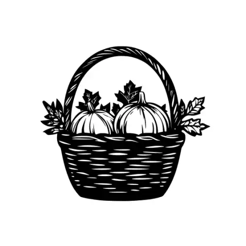 Autumn Basket Silhouette SVG Design | SVG Files for Cricut & Print