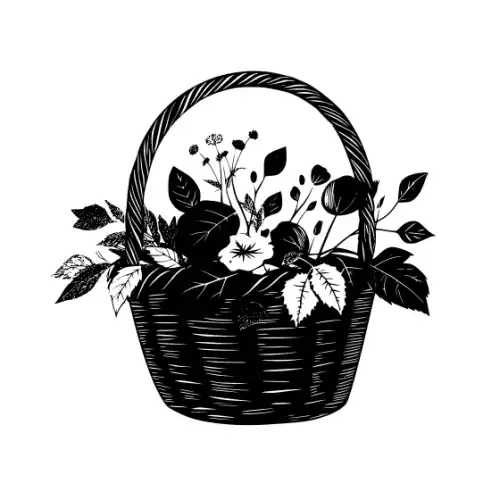 Autumn Basket Silhouette SVG Design | SVG Files for Cricut & Print
