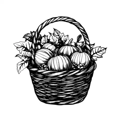 Autumn Basket Silhouette SVG Design | SVG Files for Cricut & Print