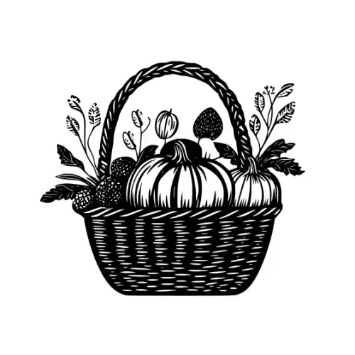 Autumn Basket Silhouette SVG Design | SVG Files for Cricut & Print