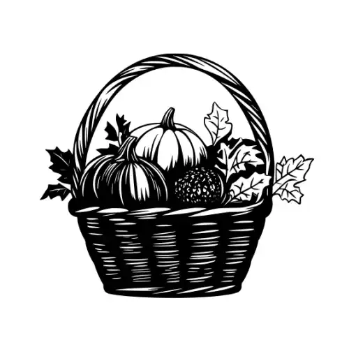 Autumn Basket Silhouette SVG Design | SVG Files for Cricut & Print