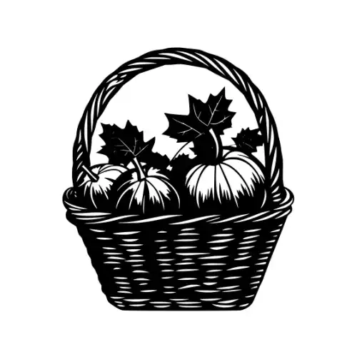 Autumn Basket Silhouette SVG Design | SVG Files for Cricut & Print