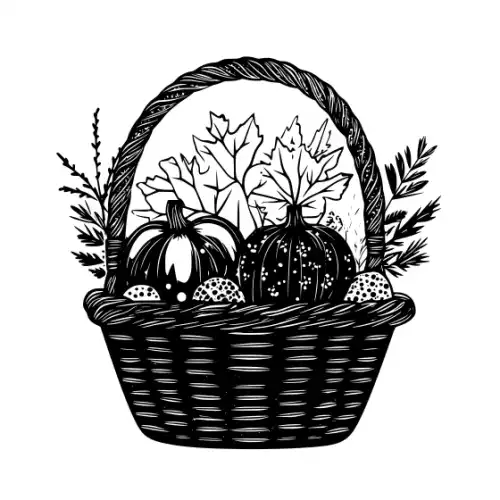 Autumn Basket Silhouette SVG Design | SVG Files for Cricut & Print