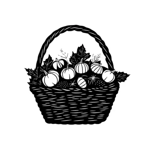 Autumn Basket Silhouette SVG Design | SVG Files for Cricut & Print