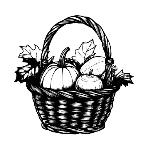 Autumn Basket Silhouette SVG Design | SVG Files for Cricut & Print
