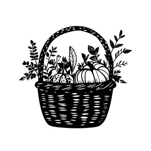 Autumn Basket Silhouette SVG Design | SVG Files for Cricut & Print
