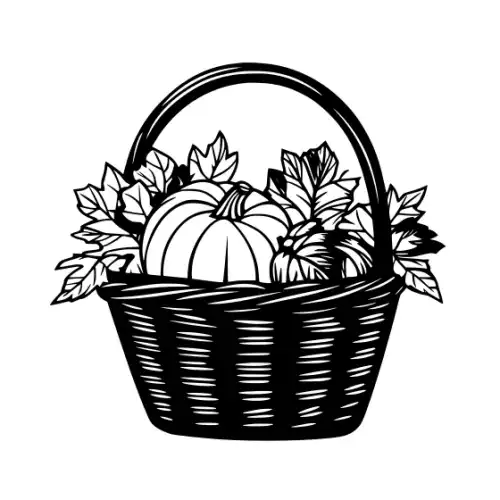 Autumn Basket Silhouette SVG Design | SVG Files for Cricut & Print
