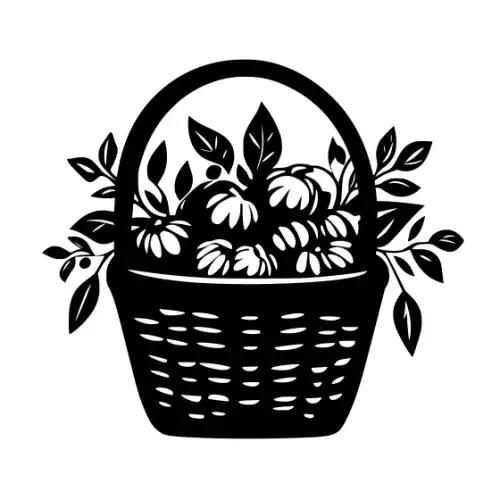 Autumn Basket Silhouette SVG Design | SVG Files for Cricut & Print