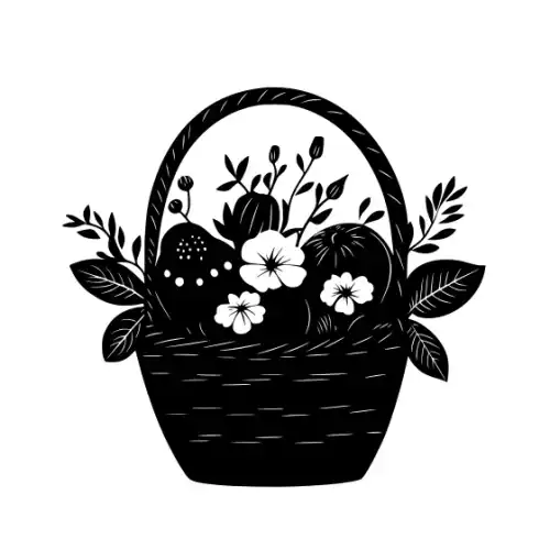 Autumn Basket Silhouette SVG Design | SVG Files for Cricut & Print
