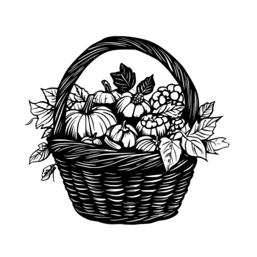 Autumn Basket Silhouette SVG Design | SVG Files for Cricut & Print