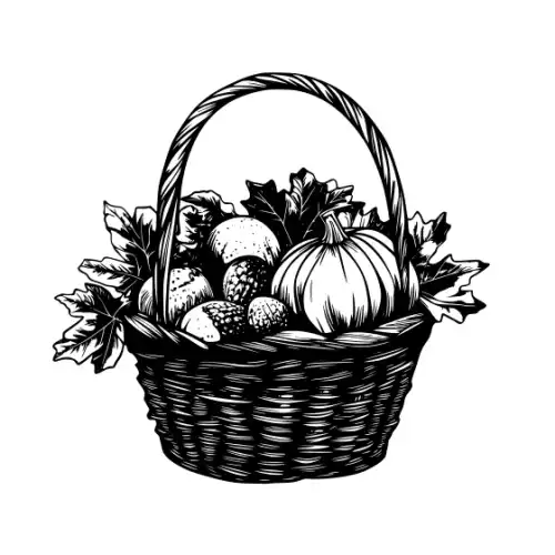 Autumn Basket Silhouette SVG Design | SVG Files for Cricut & Print