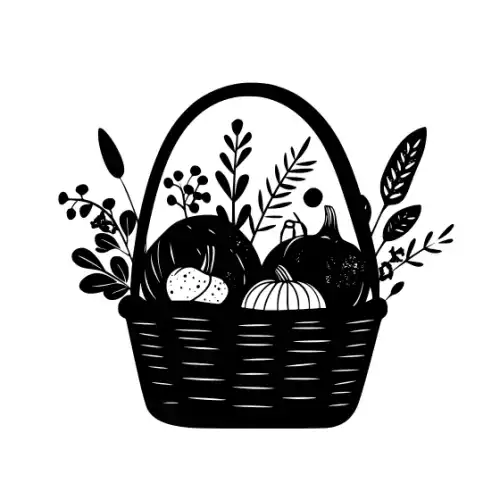 Autumn Basket Silhouette SVG Design | SVG Files for Cricut & Print