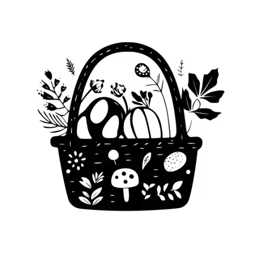 Autumn Basket Silhouette SVG Design | SVG Files for Cricut & Print
