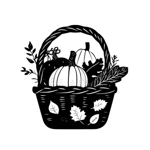 Autumn Basket Silhouette SVG Design | SVG Files for Cricut & Print