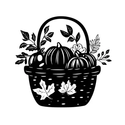 Autumn Basket Silhouette SVG Design | SVG Files for Cricut & Print