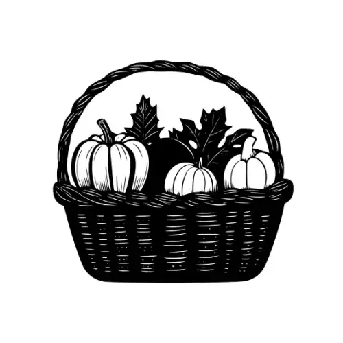 Autumn Basket Silhouette SVG Design | SVG Files for Cricut & Print