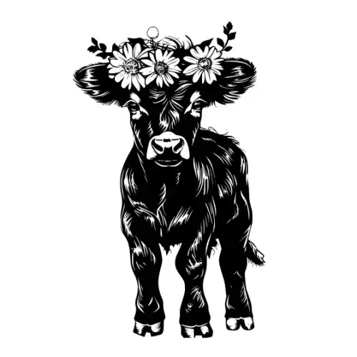 Baby Cow Highland Silhouette SVG Design | SVG Files for Cricut & Print