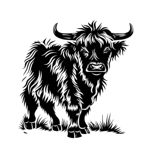 Baby Cow Highland Silhouette SVG Design | SVG Files for Cricut & Print