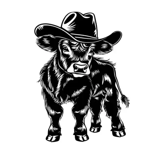 Baby Cow Highland Silhouette SVG Design | SVG Files for Cricut & Print