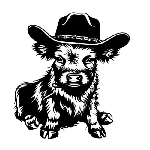 Baby Cow Highland Silhouette SVG Design | SVG Files for Cricut & Print