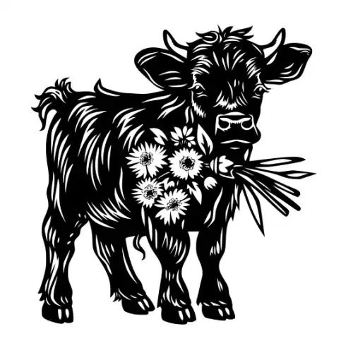 Baby Cow Highland Silhouette SVG Design | SVG Files for Cricut & Print