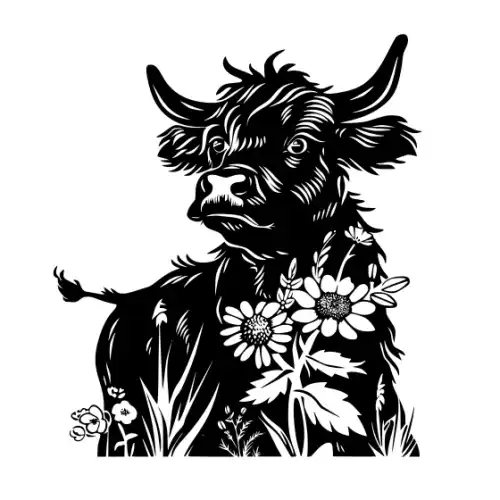 Baby Cow Highland Silhouette SVG Design | SVG Files for Cricut & Print