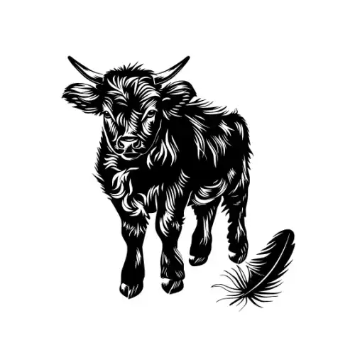 Baby Cow Highland Silhouette SVG Design | SVG Files for Cricut & Print