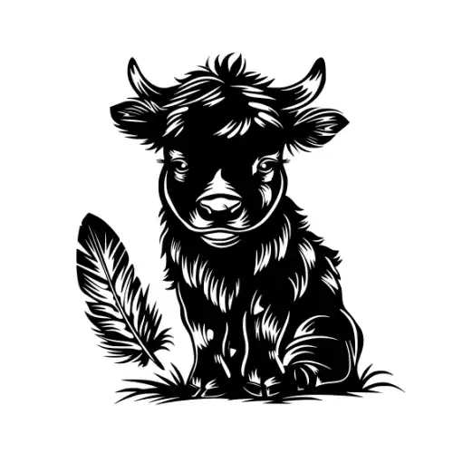 Baby Cow Highland Silhouette SVG Design | SVG Files for Cricut & Print
