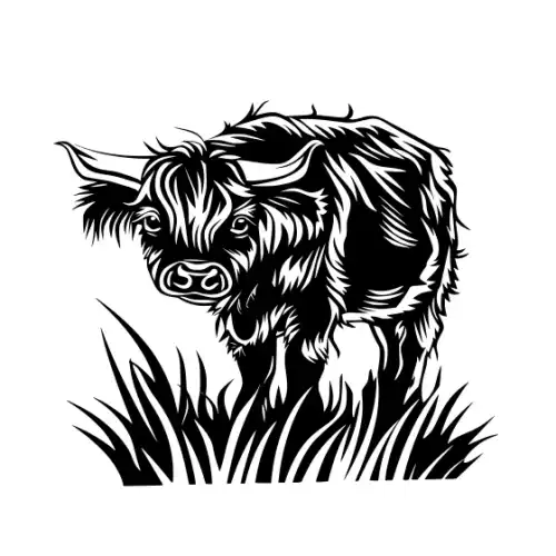 Baby Cow Highland Silhouette SVG Design | SVG Files for Cricut & Print