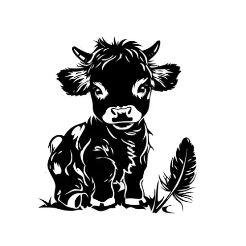 Baby Cow Highland Silhouette SVG Design | SVG Files for Cricut & Print