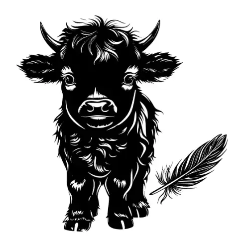 Baby Cow Highland Silhouette SVG Design | SVG Files for Cricut & Print