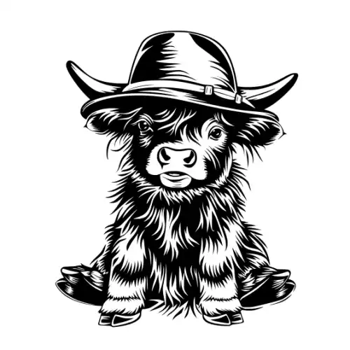 Baby Cow Highland Silhouette SVG Design | SVG Files for Cricut & Print
