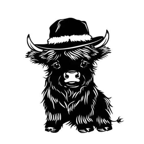 Baby Cow Highland Silhouette SVG Design | SVG Files for Cricut & Print