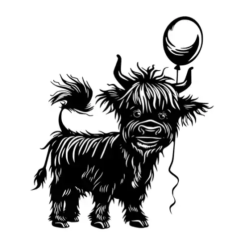 Baby Cow Highland Silhouette SVG Design | SVG Files for Cricut & Print