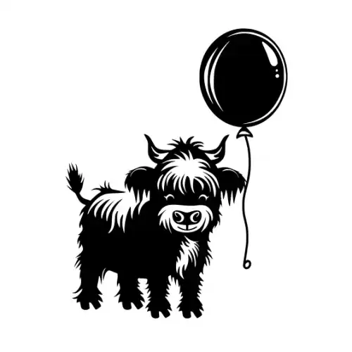 Baby Cow Highland Silhouette SVG Design | SVG Files for Cricut & Print