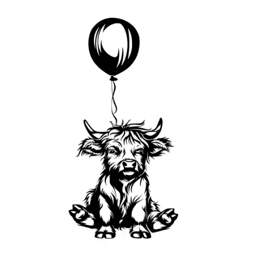 Baby Cow Highland Silhouette SVG Design | SVG Files for Cricut & Print