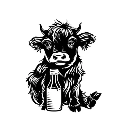 Baby Cow Highland Silhouette SVG Design | SVG Files for Cricut & Print