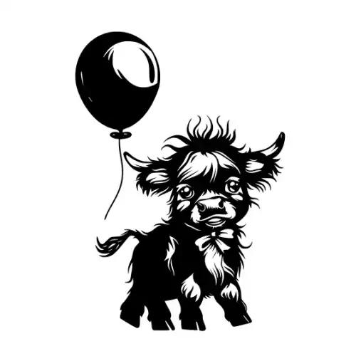Baby Cow Highland Silhouette SVG Design | SVG Files for Cricut & Print