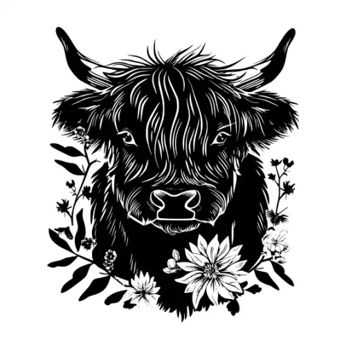 Baby Cow Highland Silhouette SVG Design | SVG Files for Cricut & Print