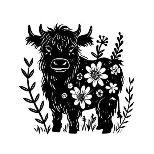 Baby Cow Highland Silhouette SVG Design | SVG Files for Cricut & Print