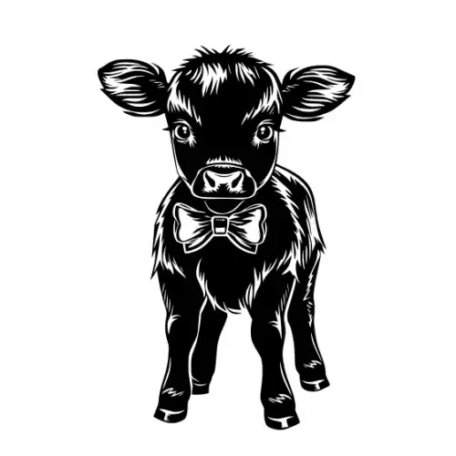 Baby Cow Highland Silhouette SVG Design | SVG Files for Cricut & Print