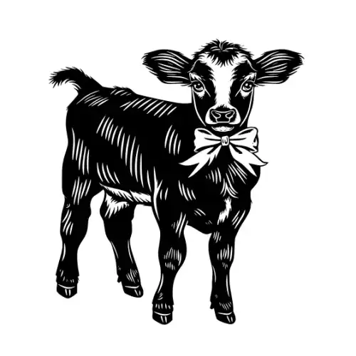 Baby Cow Highland Silhouette SVG Design | SVG Files for Cricut & Print