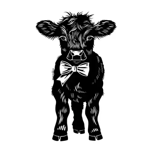 Baby Cow Highland Silhouette SVG Design | SVG Files for Cricut & Print